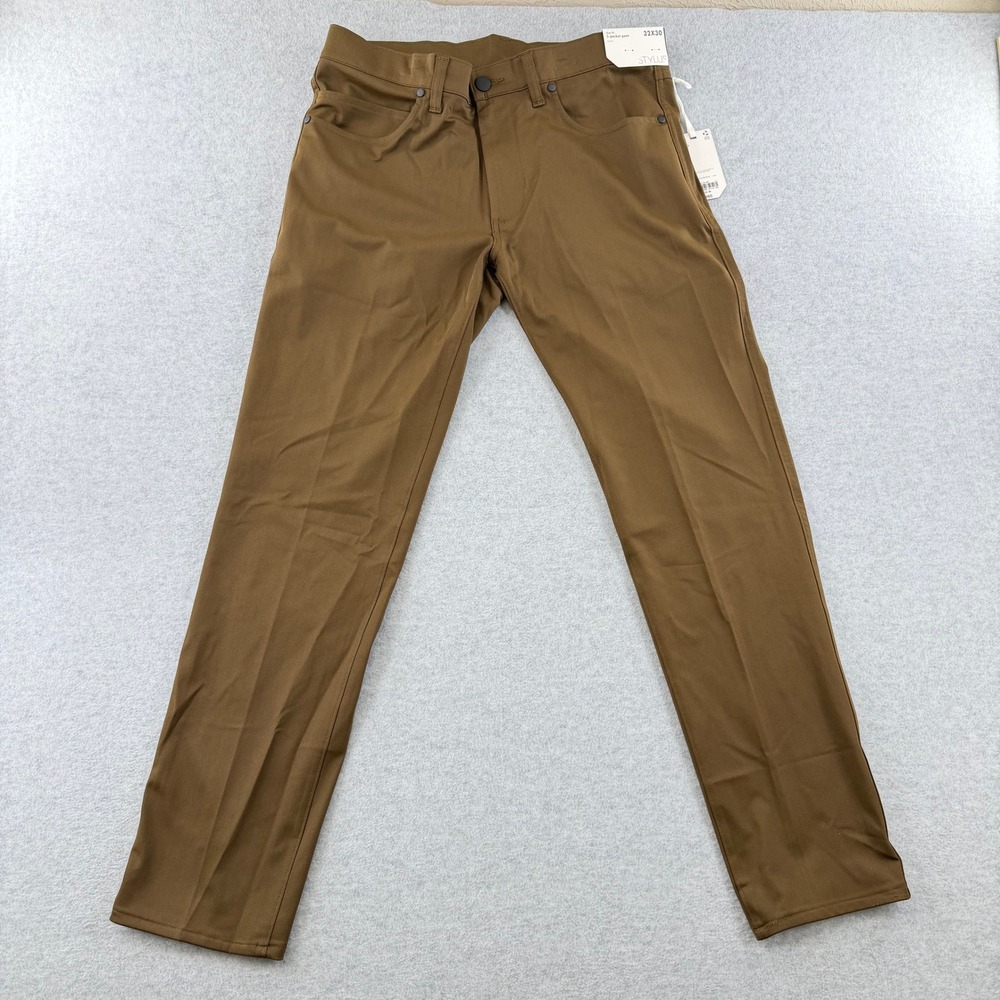 Stylus Mens Slim Fit 5-Pocket Pant Military Olive Green Stretch 32x30 NWT